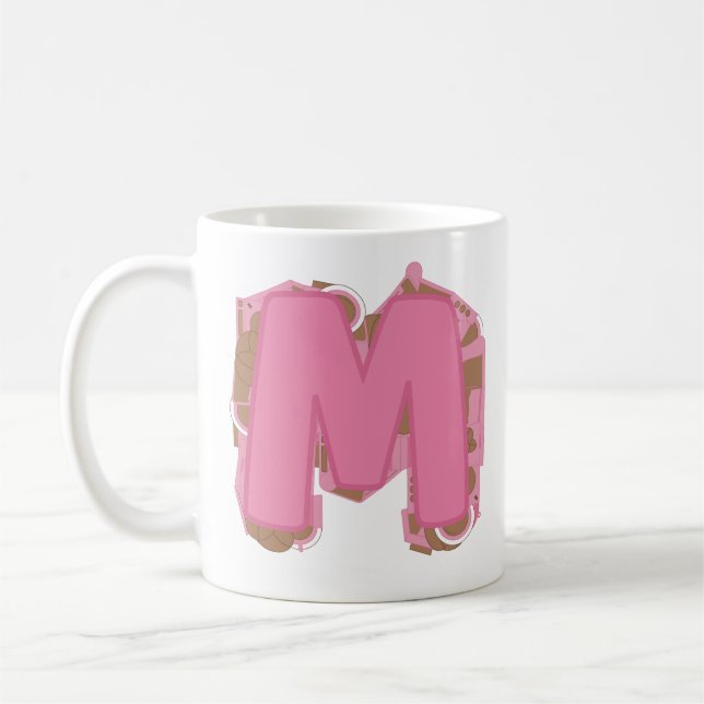 Coffee Letter M: Monogram Initial  Mug (Left)