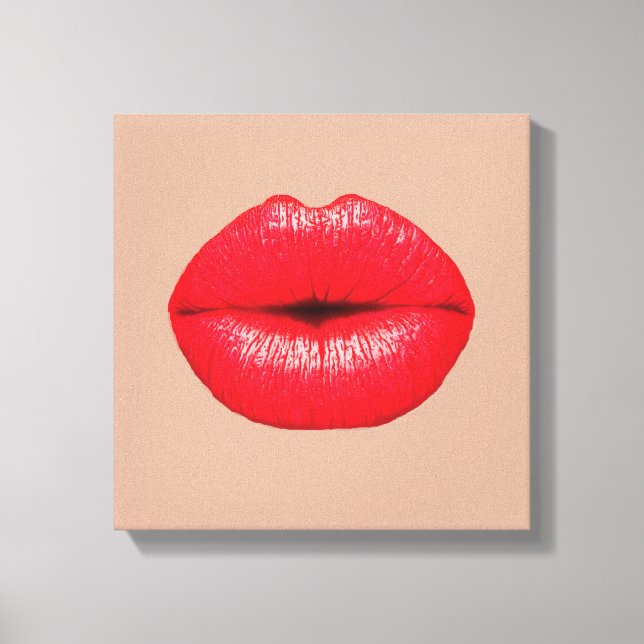 Coffee lips kiss kiss pop art canvas print (Front)