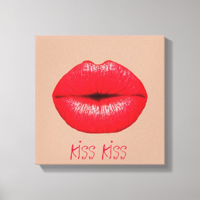 Coffee lips kiss kiss pop art canvas print (Front)