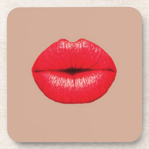Coffee Lips kiss kiss pop art Coaster