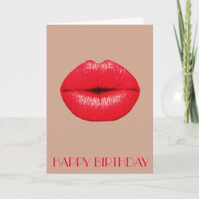 Coffee Lips kiss kiss pop art Happy Birthday Card (Front)