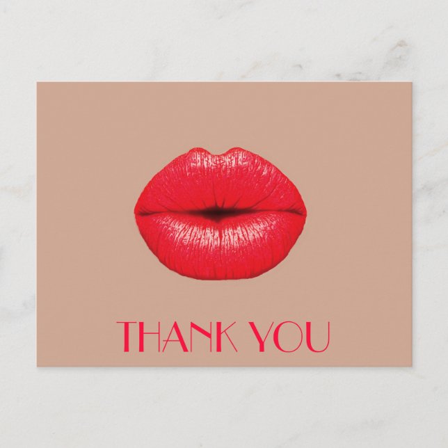 Coffee Lips kiss kiss pop art Thank You Postcard (Front)
