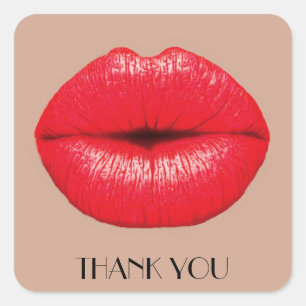 Coffee Lips kiss kiss pop art Thank You Square Sticker