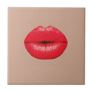 Coffee Lips kiss kiss pop art Tile