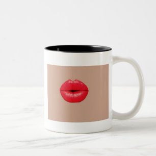 Coffee Lips kiss kiss pop art Two-Tone Coffee Mug