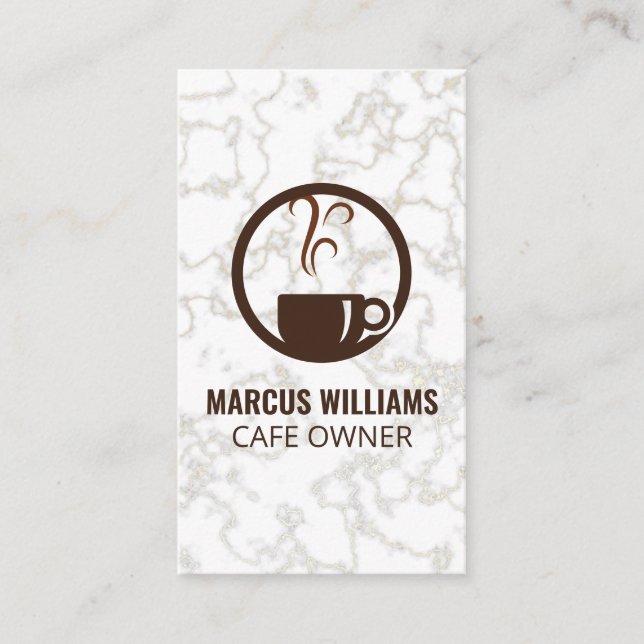 Coffee Logo | Marble Business Card (Front)