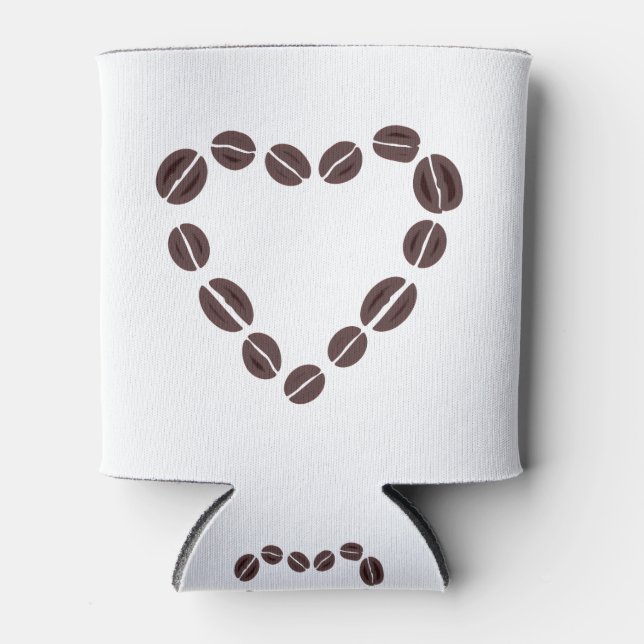 Coffee  Love Cofee Bean Heart Can Cooler (Front)