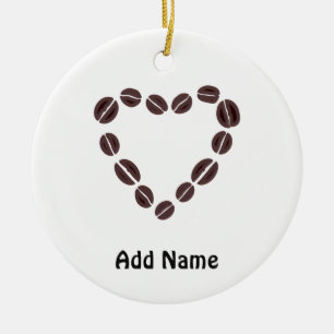 Coffee Love Coffee Bean Heart Ceramic Tree Decoration