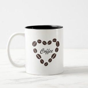 Coffee Love Coffee Bean Heart Two-Tone Coffee Mug