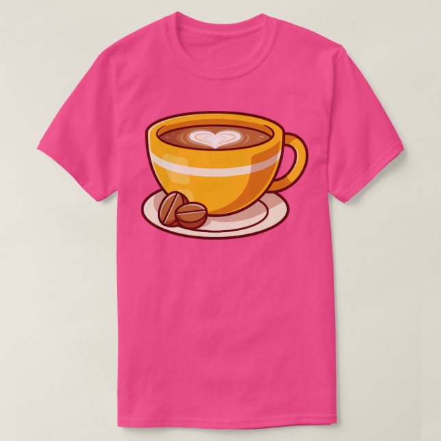 Coffee Love Foam With Beans Cartoon T-Shirt (Design Front)
