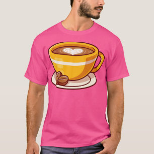 Coffee Love Foam With Beans Cartoon T-Shirt