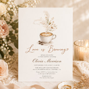 Coffee Love is Brewing Boho Bridal Shower Invitation