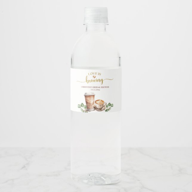 Coffee Love is Brewing Bridal Shower Bottle Label (Front)