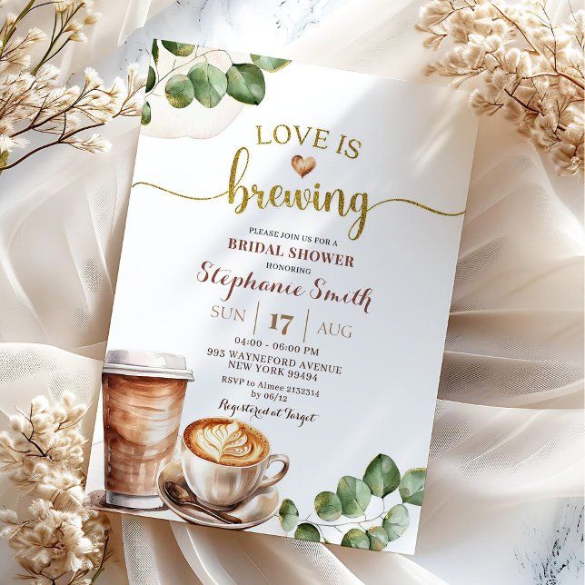 Coffee Love is Brewing Bridal Shower Invitation (Creator Uploaded)