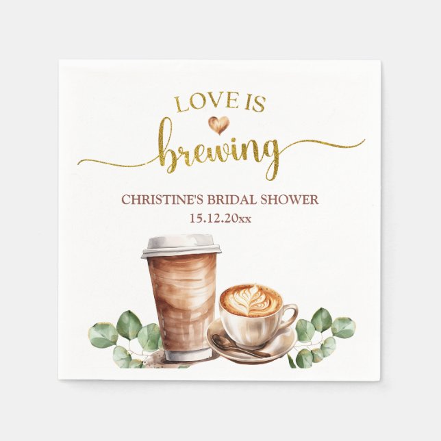 Coffee Love is Brewing Bridal Shower Napkins (Front)
