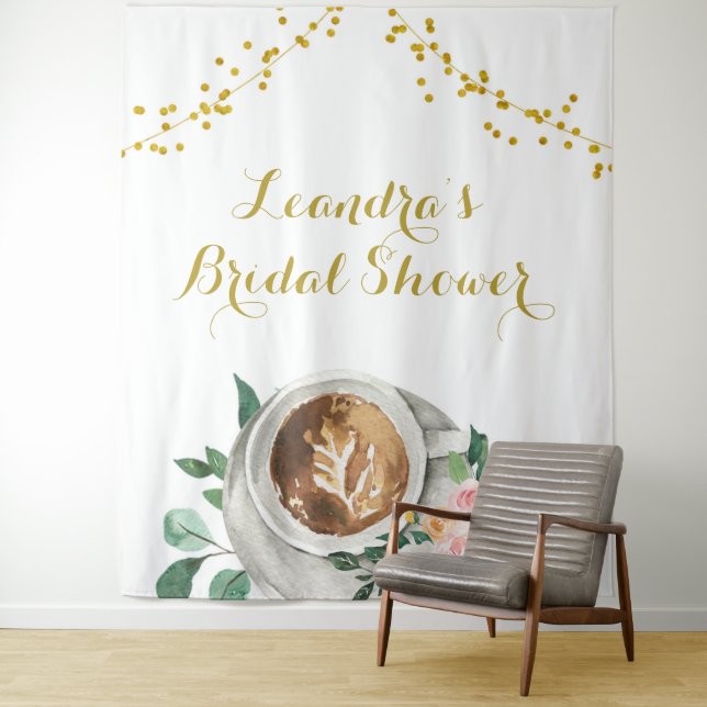 Coffee Love is Brewing Bridal Shower Sign Tapestry (In Situ)