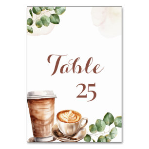 Coffee Love is Brewing Bridal Shower Table Number