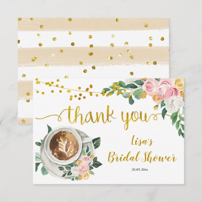 Coffee Love is Brewing Bridal Shower Thank You Car Card (Front/Back)