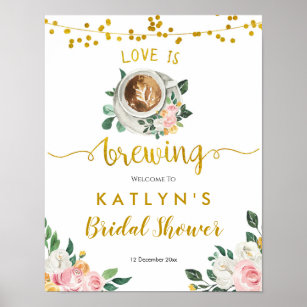Coffee Love is Brewing Bridal Shower Welcome Sign