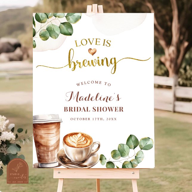 Coffee Love is Brewing Bridal Shower Welcome Sign (Creator Uploaded)