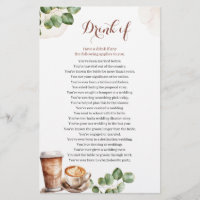 Coffee Love is Brewing Drink If Bridal Shower Game