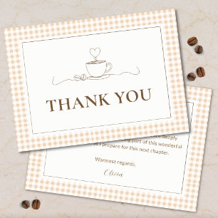 Coffee Love is Brewing Gingham Bridal Shower  Thank You Card