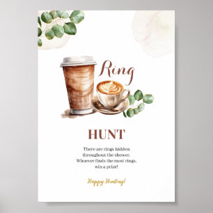 Coffee Love is Brewing Ring Hunt Game Sign