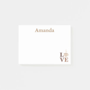 Coffee Love White and Brown Post-it Notes