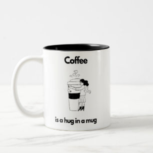 Coffee Lovely Mug, "Hug in a Mug"  Two-Tone Coffee Mug