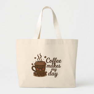 Coffee Lover Aesthetic Design   Cosy Coffee Vibes  Large Tote Bag