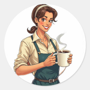 Coffee Lover Barista Life Morning Brew Cafe Cultur Classic Round Sticker