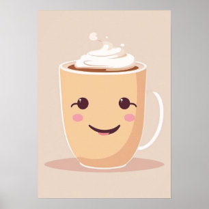 Coffee Lover Cafe Barista Latte Cup Kawaii Cute Mo Poster