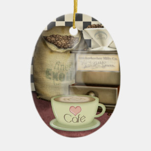 Coffee Lover Café Ceramic Tree Decoration