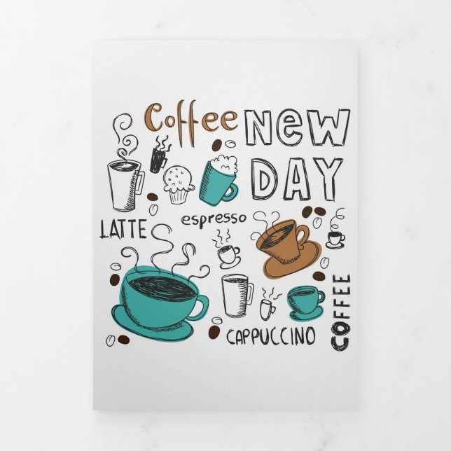 Coffee Lover Coffee Collection For New Day Tri-Fold Card (Cover)