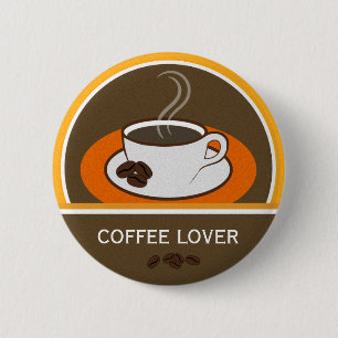 Coffee Lover Coffee Cup Coffee Beans Round Badge