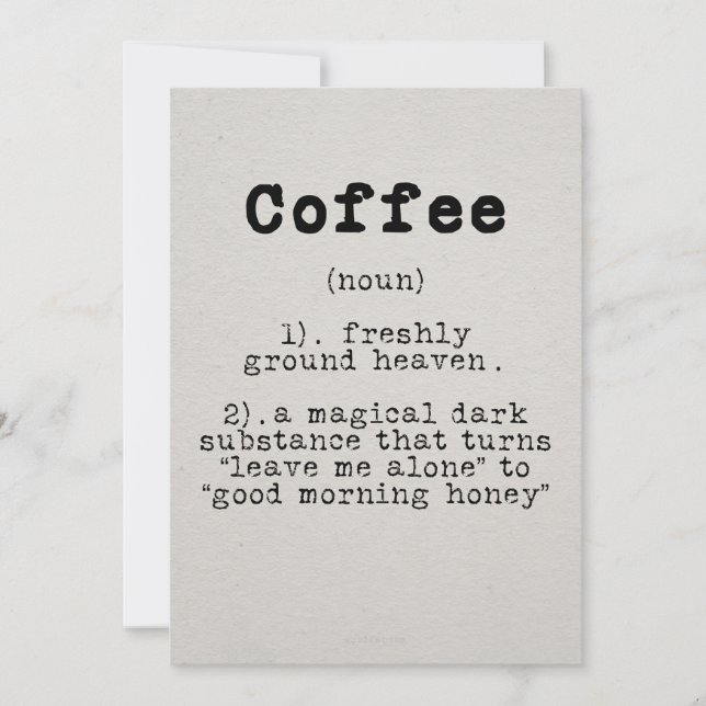 Coffee Lover Coffee Definition Save The Date (Front)