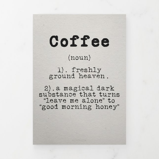 Coffee Lover Coffee Definition Tri-Fold Card (Cover)