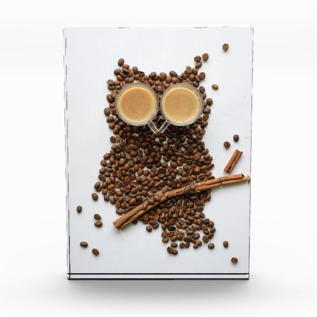 Coffee Lover Coffee Owl Photo Block (Front)