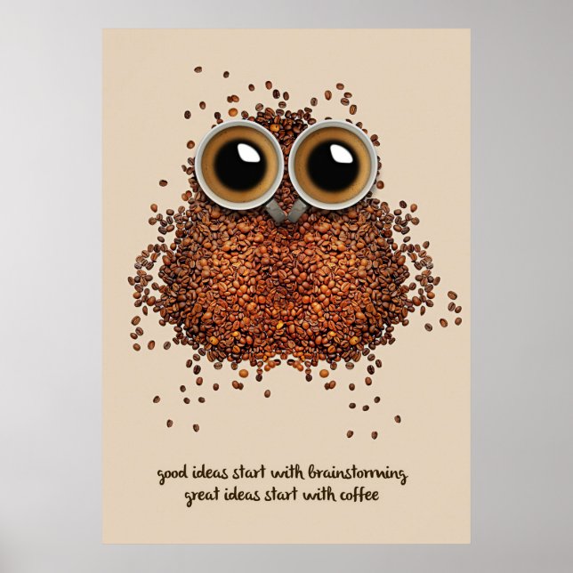 Coffee Lover Coffee Owl Poster (Front)