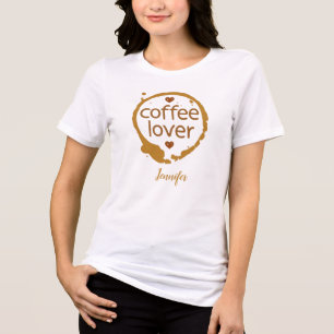 Coffee Lover Coffee Ring and Hearts Print Tri-Blend Shirt
