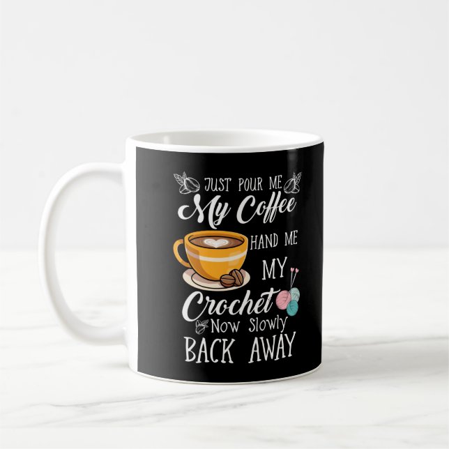 Coffee Lover Crochet Lady Crocheting Yarn Humour Mug (Left)