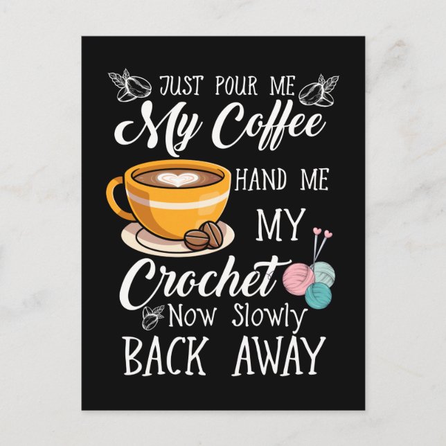 Coffee Lover Crochet Lady Crocheting Yarn Humour Postcard (Front)