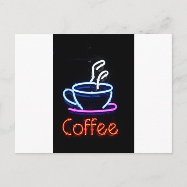 Coffee Lover Cup Neon Sign Gift Present Postcard (Front)