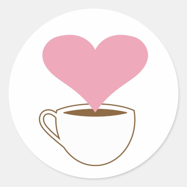 Coffee lover. Cup of coffee. Smoke heart shaped Classic Round Sticker (Front)