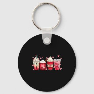 Coffee Lover Cups Latte Iced Cream Valentines Day Key Ring