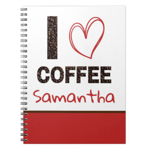 Coffee Lover Custom Name Coffee Bean Design Notebook