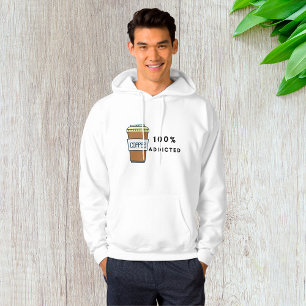 Coffee Lover Design 100% Addicted Caffeine  Hoodie