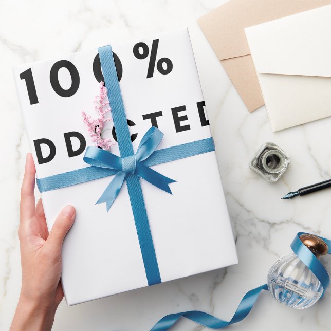 Coffee Lover Design 100% Addicted Caffeine  Wrapping Paper (Creator Uploaded)