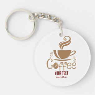 Coffee Lover Design – Minimal Coffee Cup Graphic Key Ring