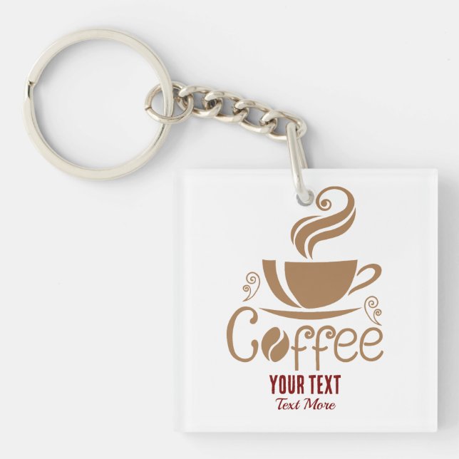 Coffee Lover Design – Minimal Coffee Cup Graphic Key Ring (Front)